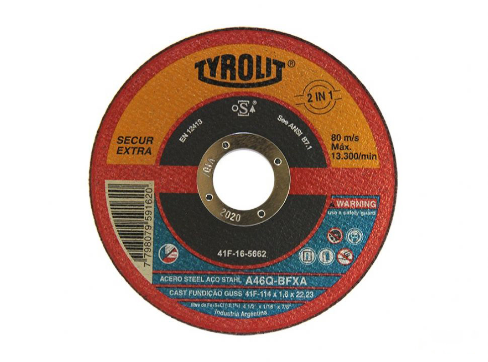 Disco Corte Tyrolit Secur Extra Amoladora 4½" X 1,6mm