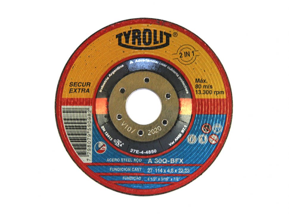 Disco Desbaste Tyrolit Secur Extra Amoladora 4½” X 4,8mm