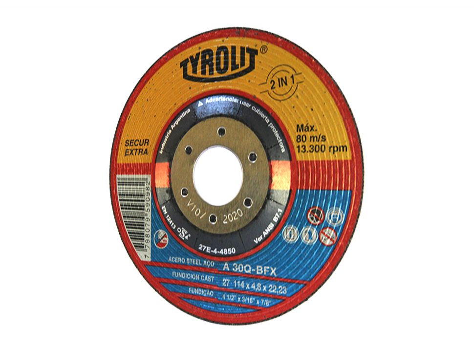 Disco Desbaste Tyrolit Secur Extra Amoladora 4½” X 4,8mm