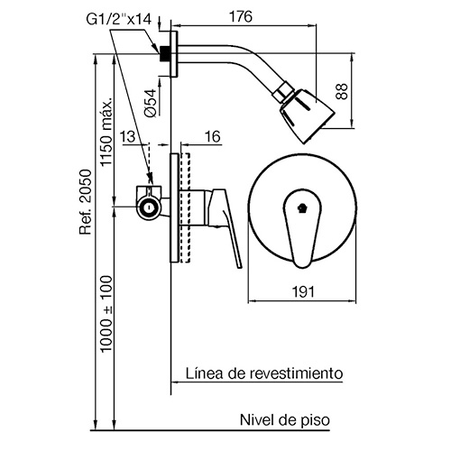 plano_monocomando_fv_0108-m4 Monocomando Ducha Embutir FV M4 Compacta 0108/M4