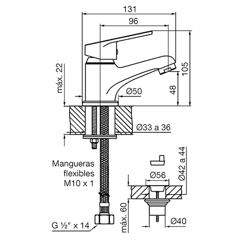 plano_monocomando_fv_0181-m4 Monocomando Lavatorio FV M4 Compacta 0181/M4