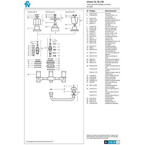 despiece_dob_com_allegro_fv_0295-15 Grifería Bidé Doble Comando FV Allegro 0295/15