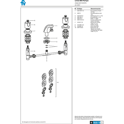despiece_dob_com_pampa_fv_0207-b6 Kit Grifería Baño Doble Comando FV Pampa 0900.03/B6