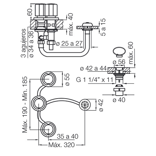 plano_dob_com_allegro_fv_0295-15 Grifería Bidé Doble Comando FV Allegro 0295/15