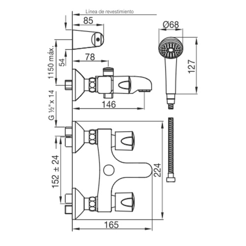 plano_dob_com_pampa_fv_0112-b6 Grifería Bañera y Ducha Doble Comando Exterior FV Pampa 0112/B6