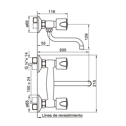plano_dob_com_pampa_fv_0409-b6 Grifería Cocina / Lavadero Doble Comando Exterior FV Pampa 0409/B6
