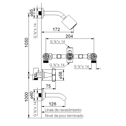 plano_dob_com_petalo_fv_0103-m3p Grifería Bañera y Ducha Doble Comando FV Pétalo 0103/M3P